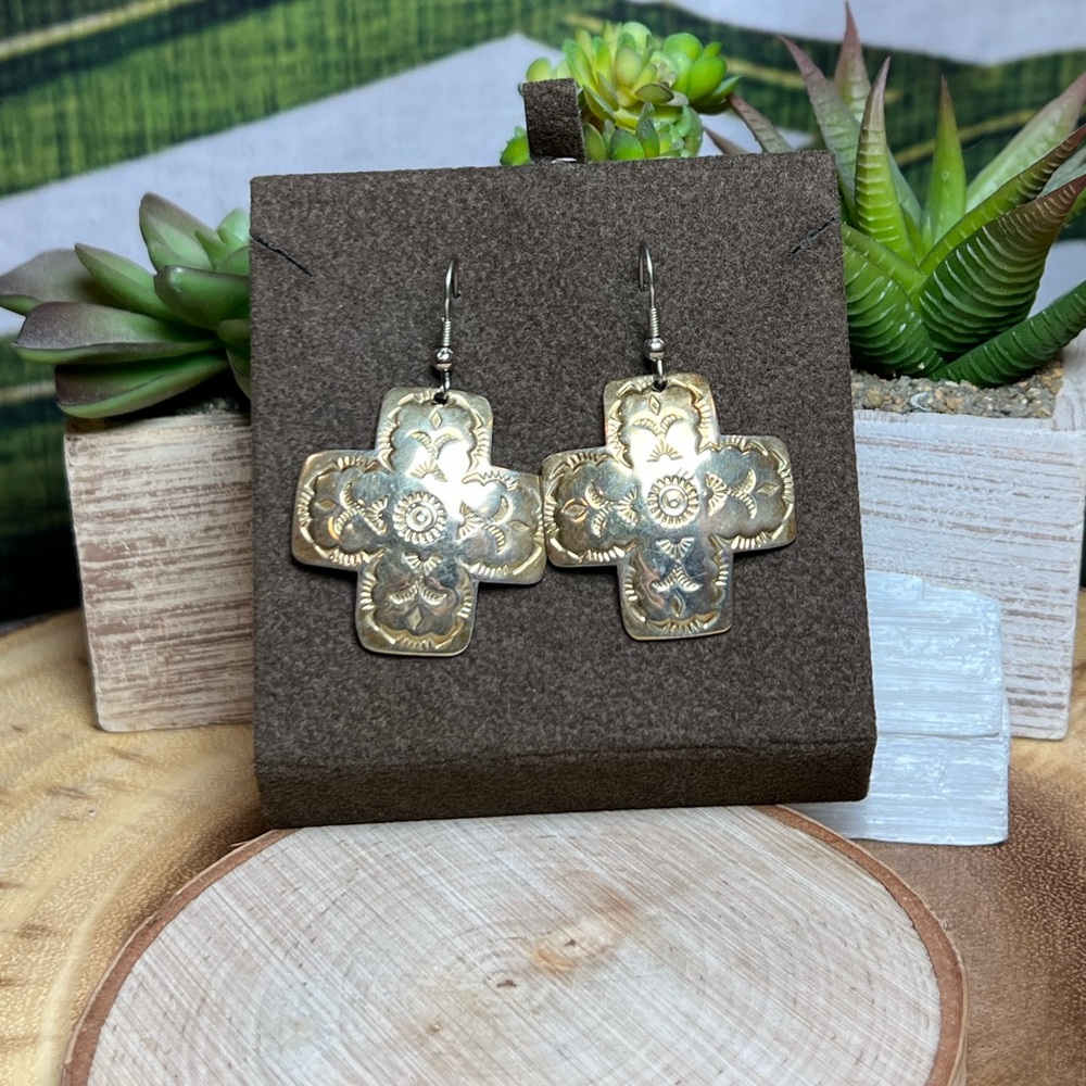 VTG| Mexican Silver Cross Design Earrings ✨